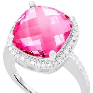 Macy’s pink Quartz and Diamond ring